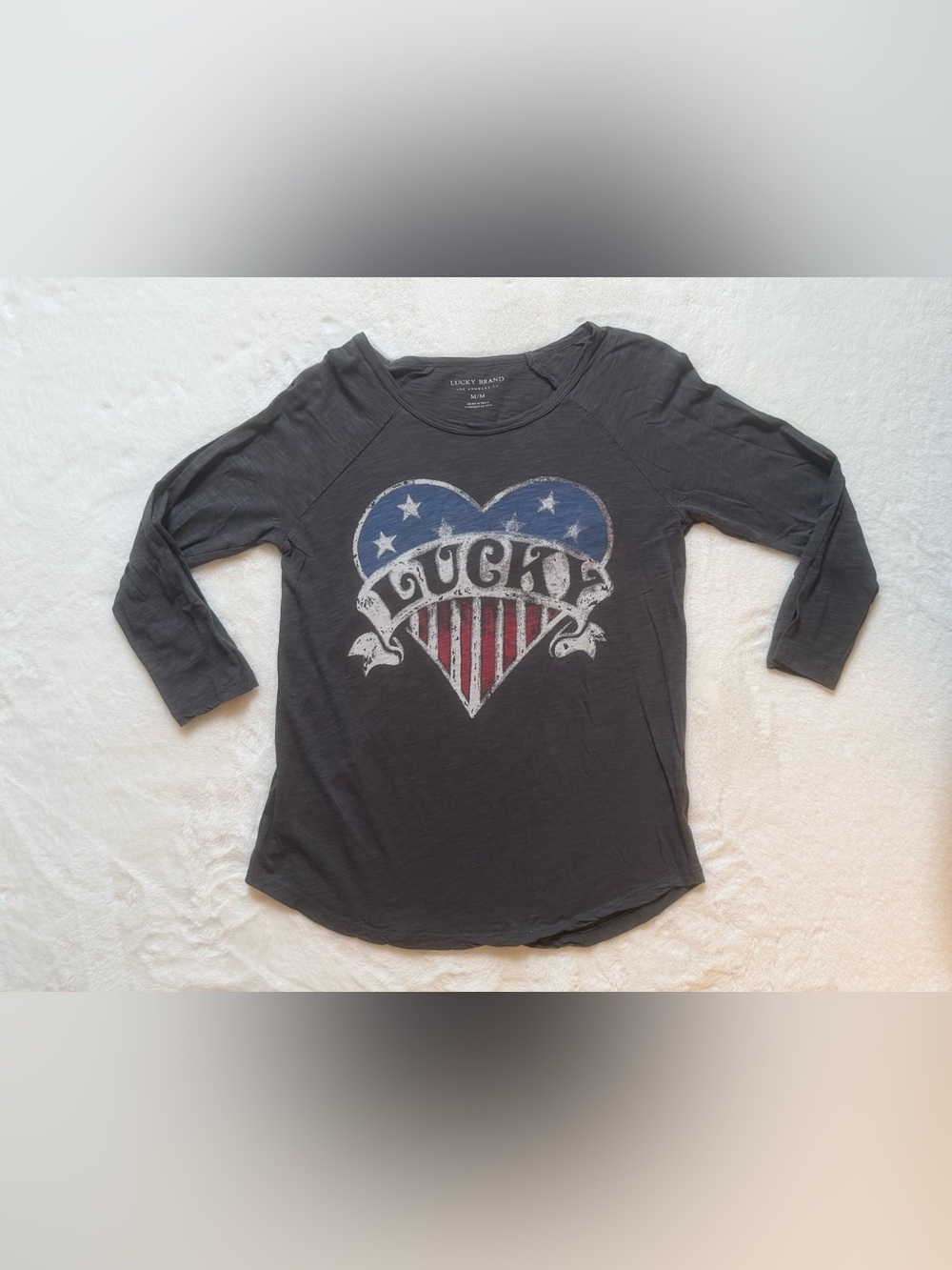 Lucky Brand Black Graphic Heart Tee - Black/Blue/Red